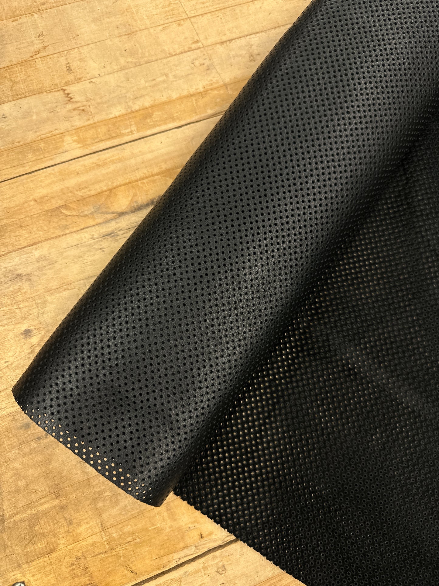 Black Perforated Garment Leather in Roll