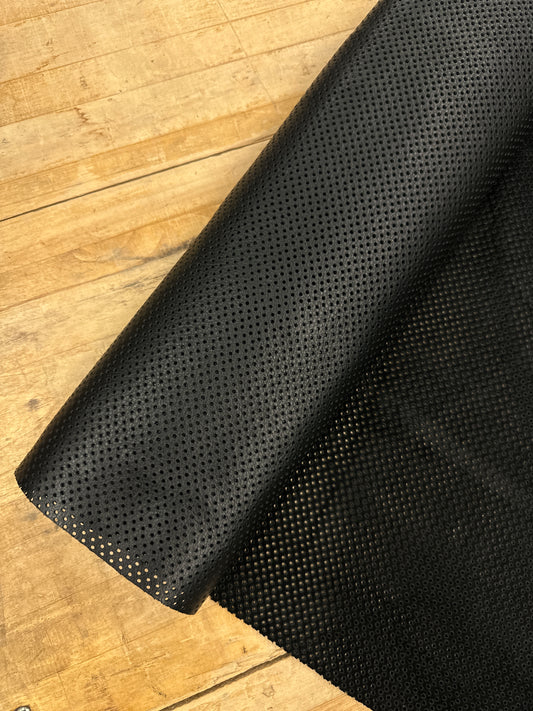 Black Perforated  Garment Leather in Roll