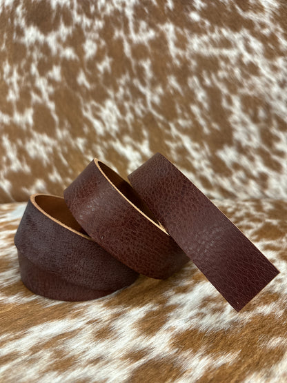 milled, brown leather strap