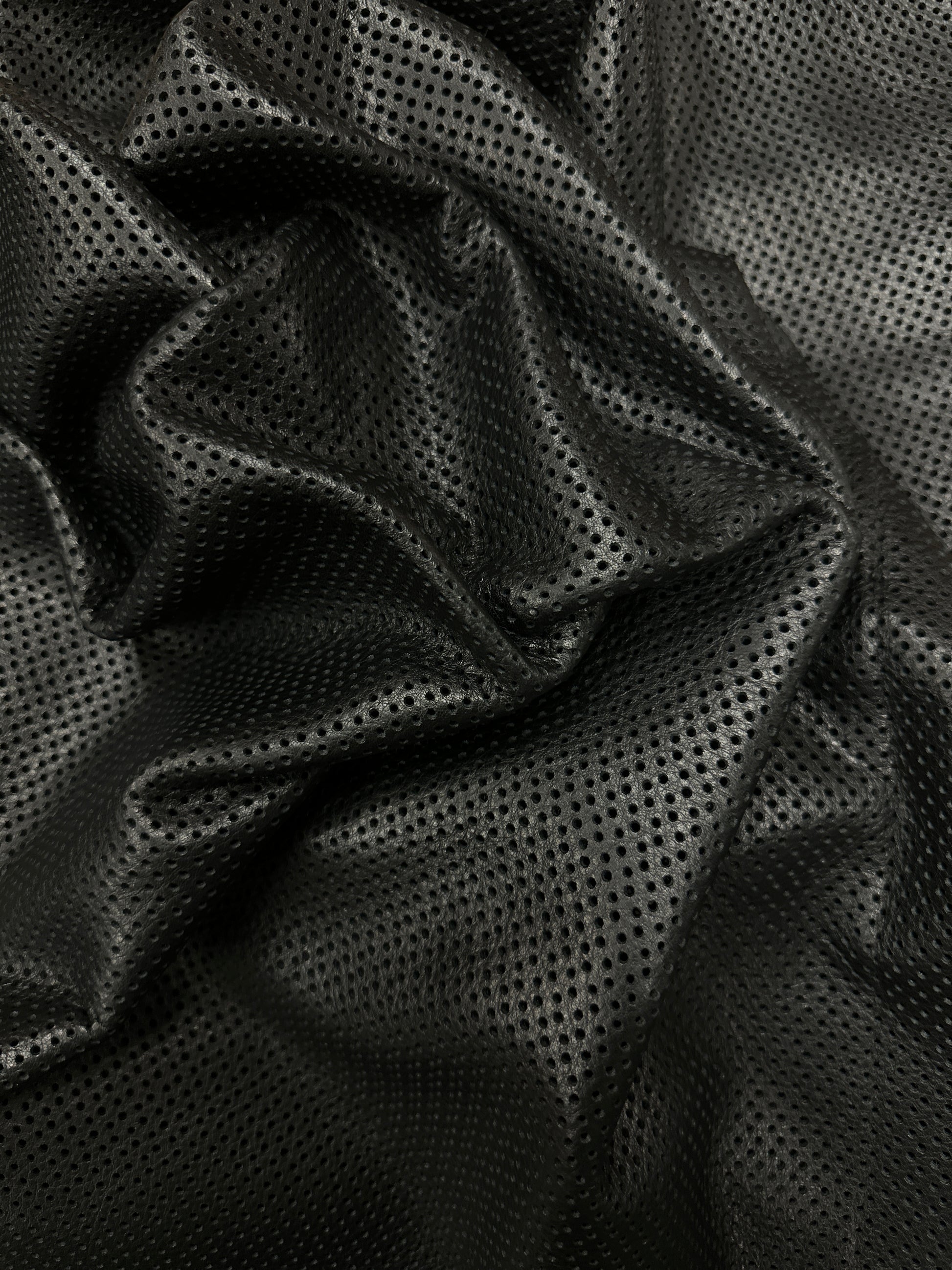 Black Perforated Garment Leather  in Action