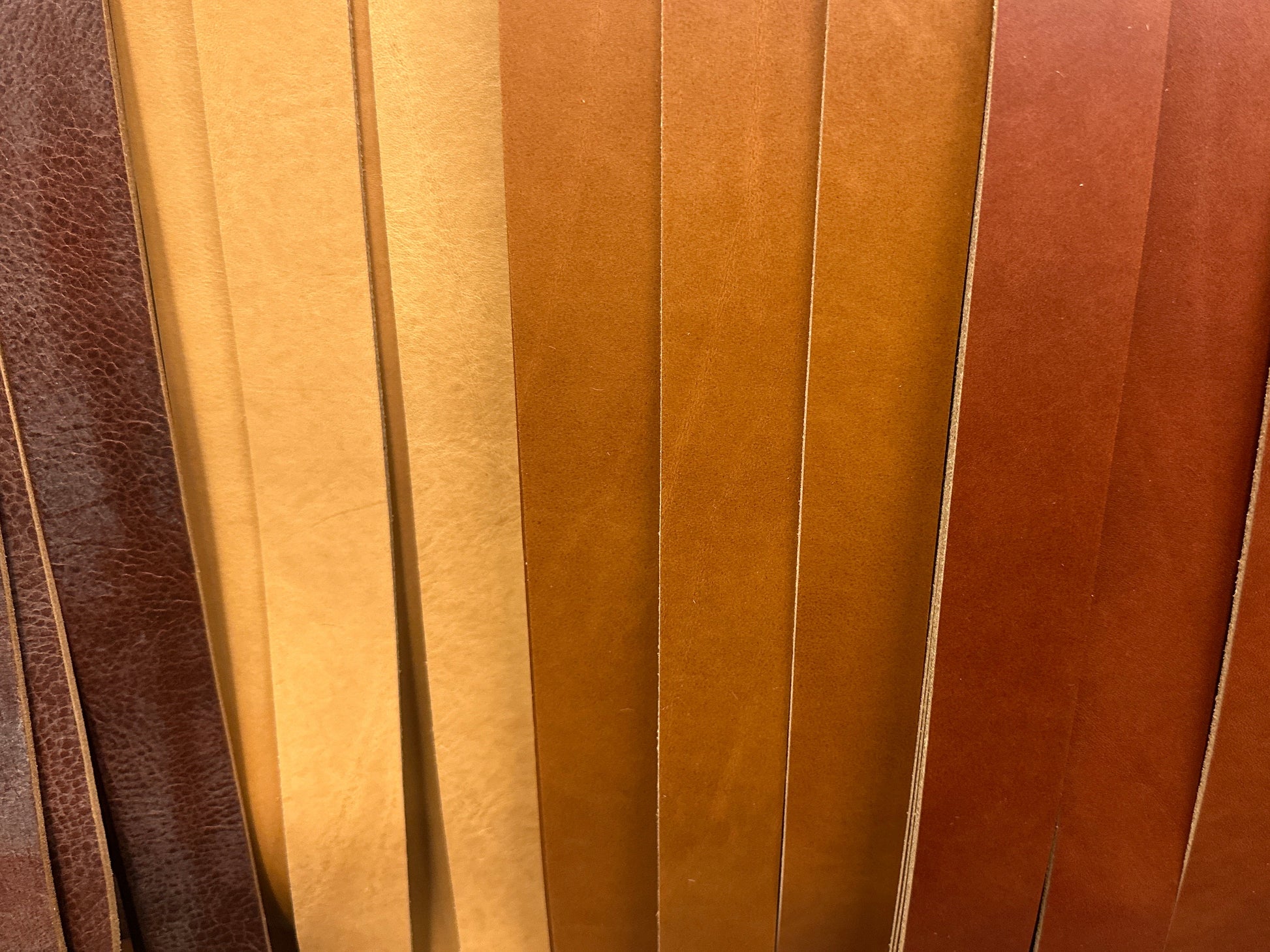 Strips of brown leather in various shades.
