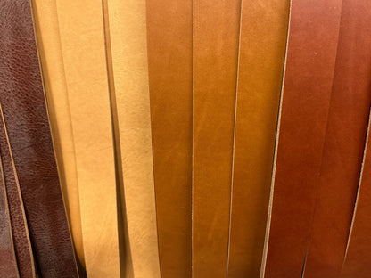 Strips of brown leather in various shades.